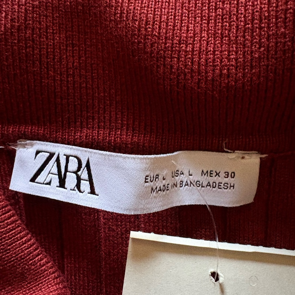 Zara Terracotta Ribbed Knit Top - Picture 4 of 4